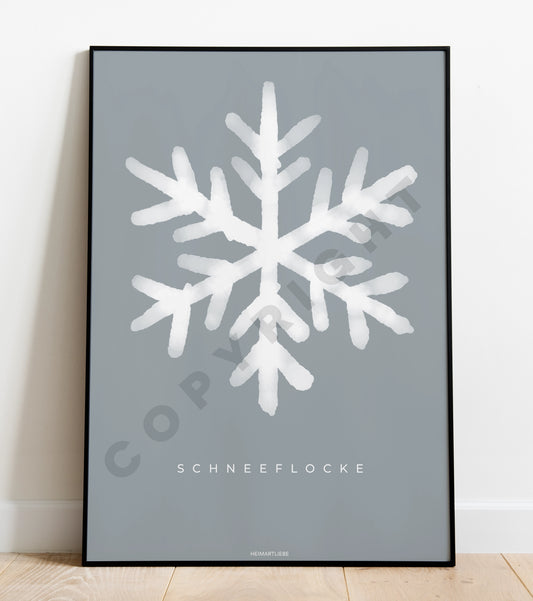 PRINT - WEIHNACHTEN SCHNEEFLOCKE BLAU