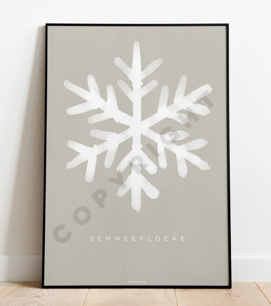 PRINT - WEIHNACHTEN SCHNEEFLOCKE  BEIGE