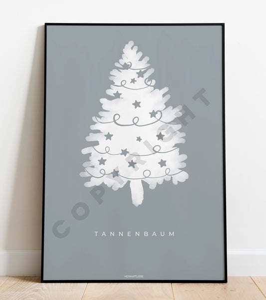 PRINT - WEIHNACHTEN TANNENBAUM BLAU